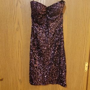 New Strapless Purple Sequin Dress